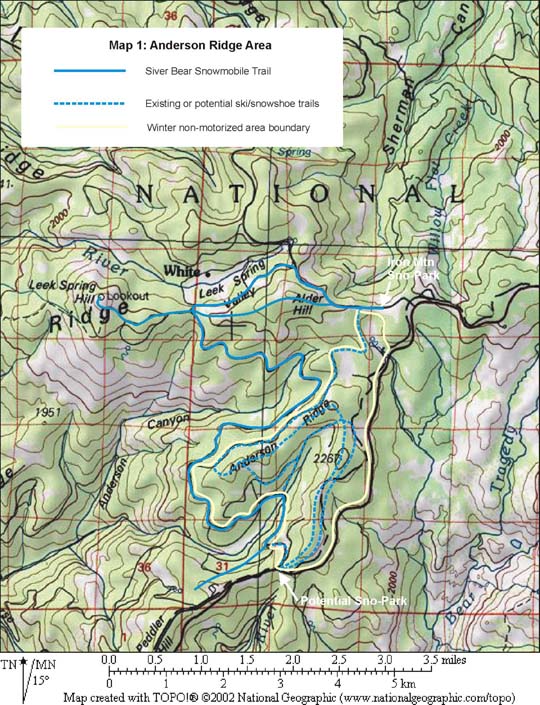 Map of proposed non-motorized area at Anderson Ridge
